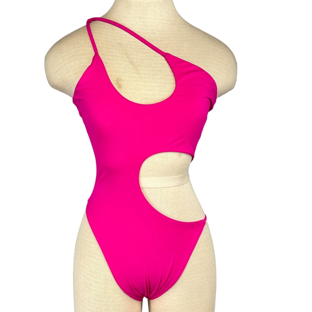 Riot Swim Blaise Asymmetrical Hip Cut-Out Swimsuit size Medium in Magenta NWT
